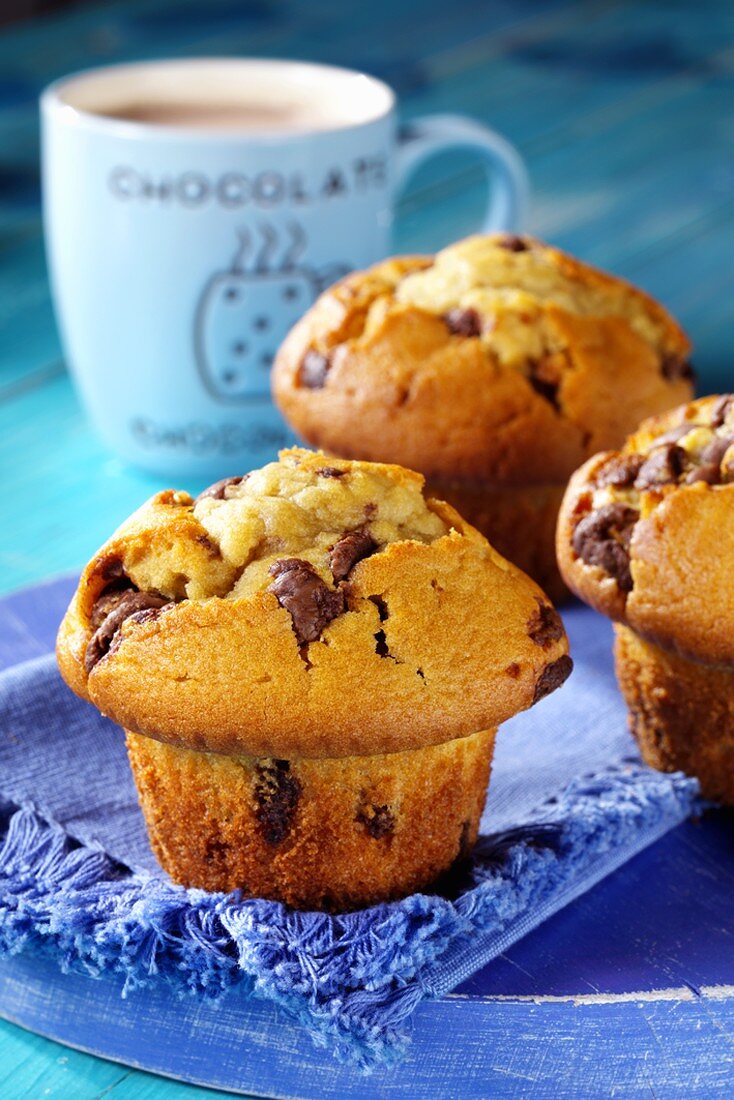 Chocolate muffins and hot chocolate