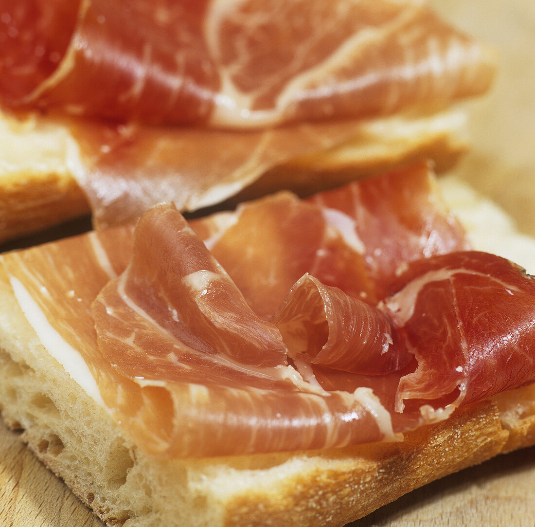 Jamon iberico (Spanish ham) on bread