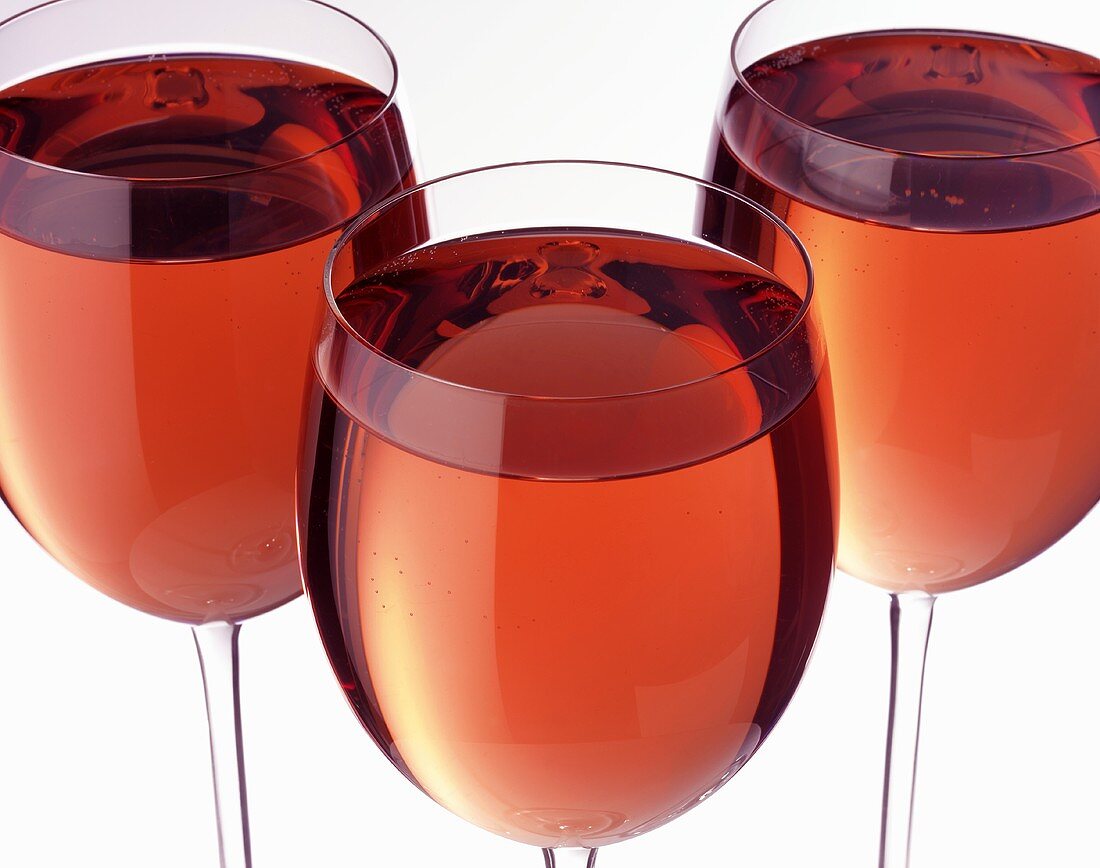 Rosewein in drei Gläsern