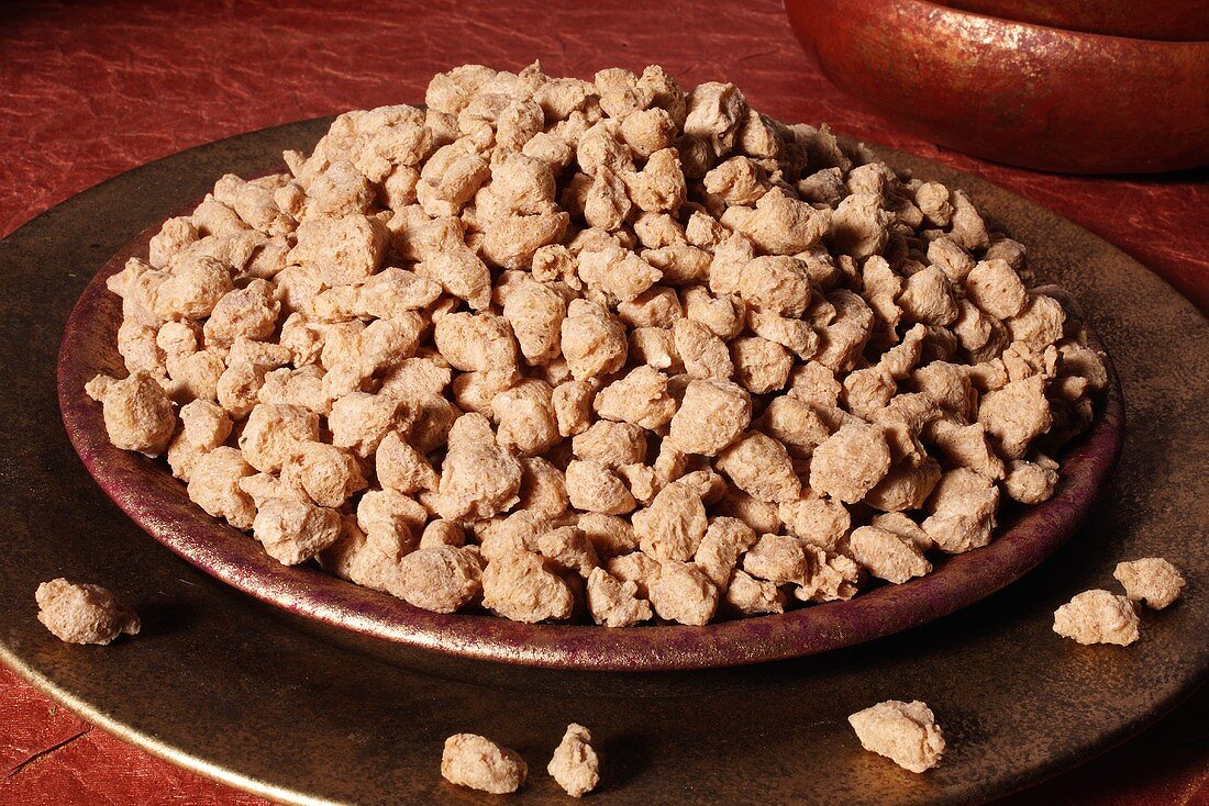 Textured soya chunks (TVP) in a dish