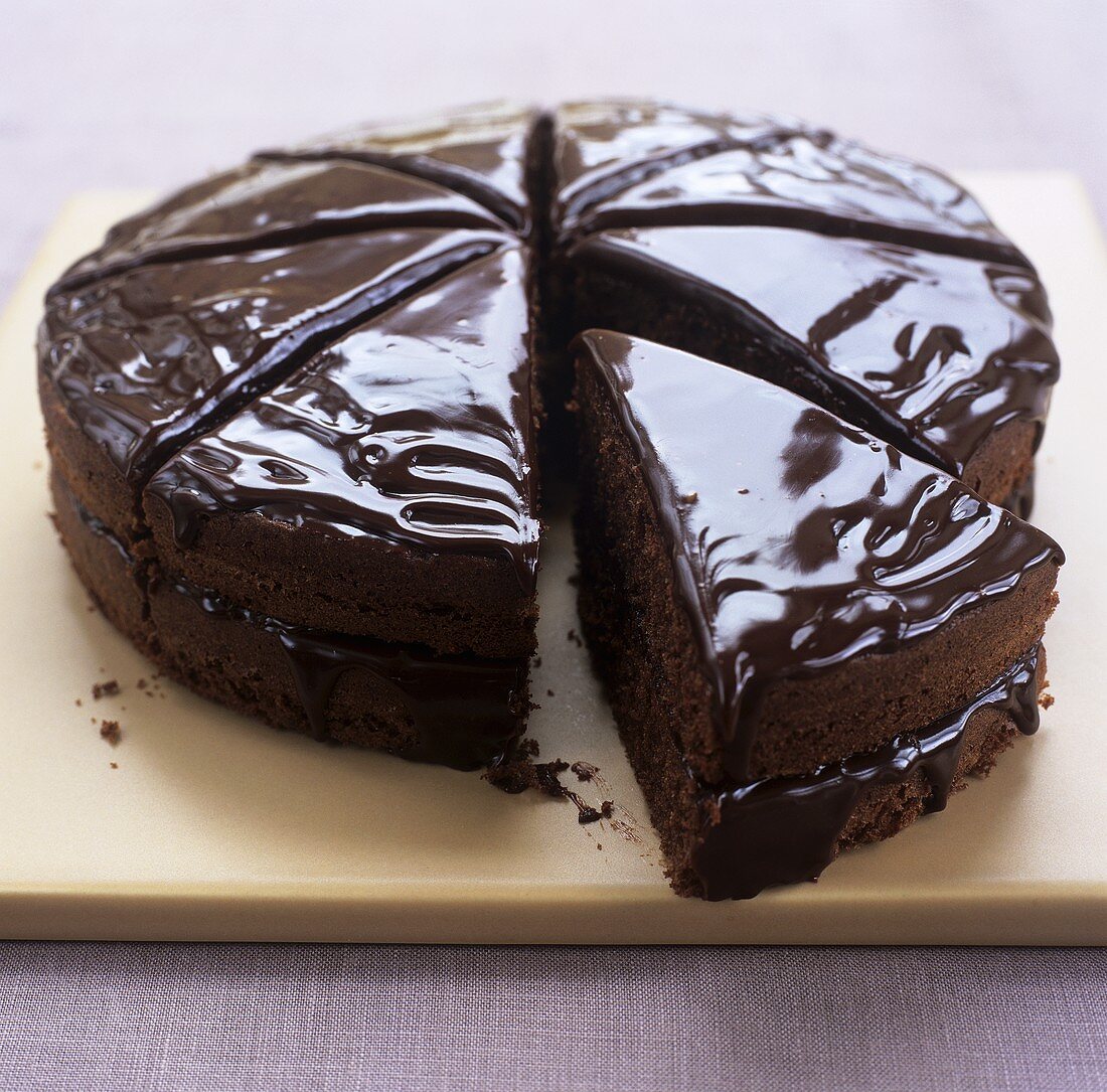 Chocolate cake, cut into pieces