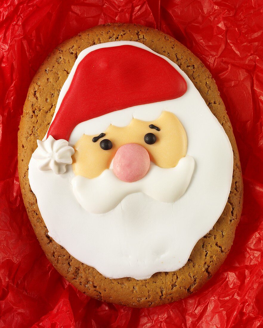 Weihnachtsmann-Kopf aus Lebkuchenteig