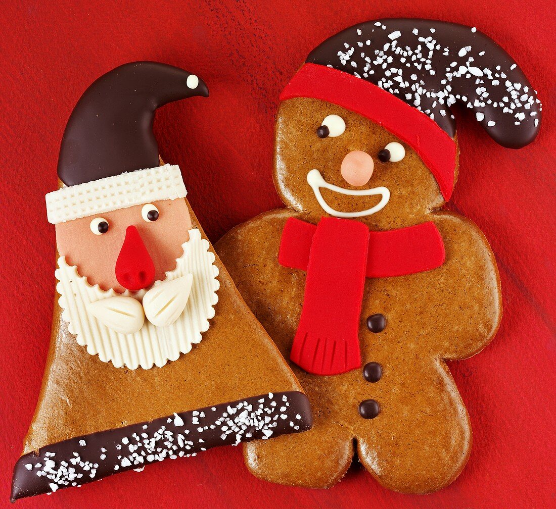 Lebkuchen-Weihnachtsmann und Lebkuchenmann
