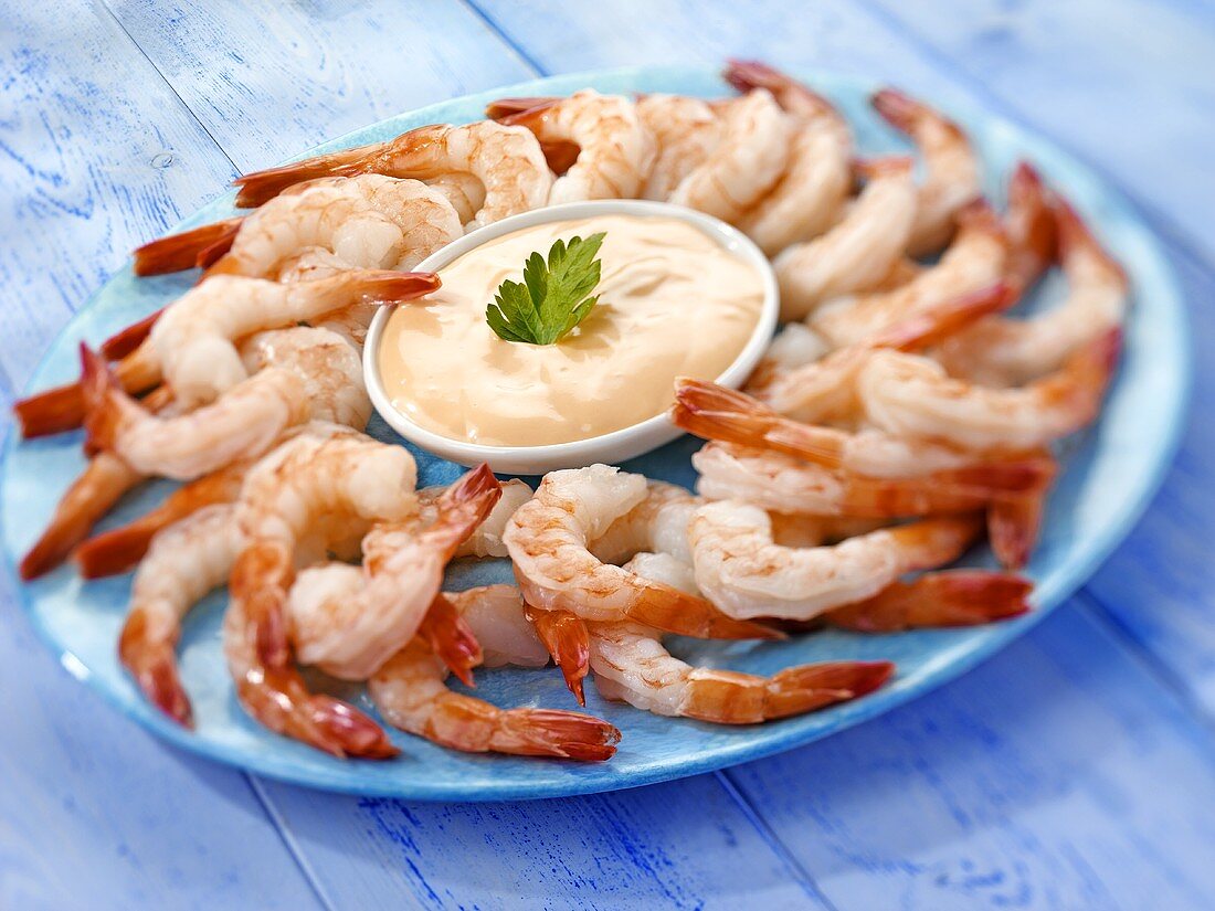 Prawns with cocktail sauce