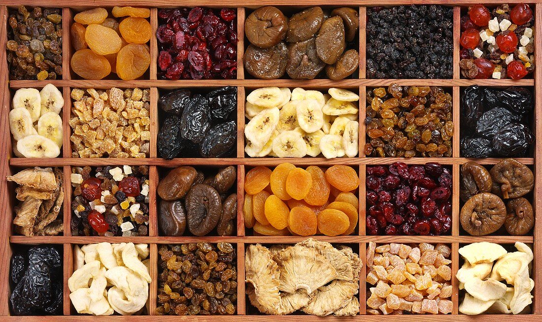 Dried fruit in a typesetter's case