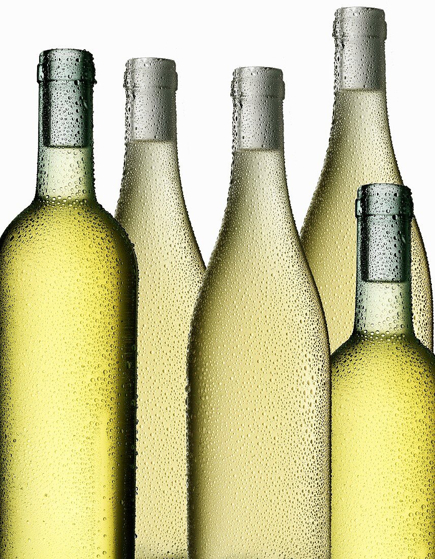 Five bottles of white wine