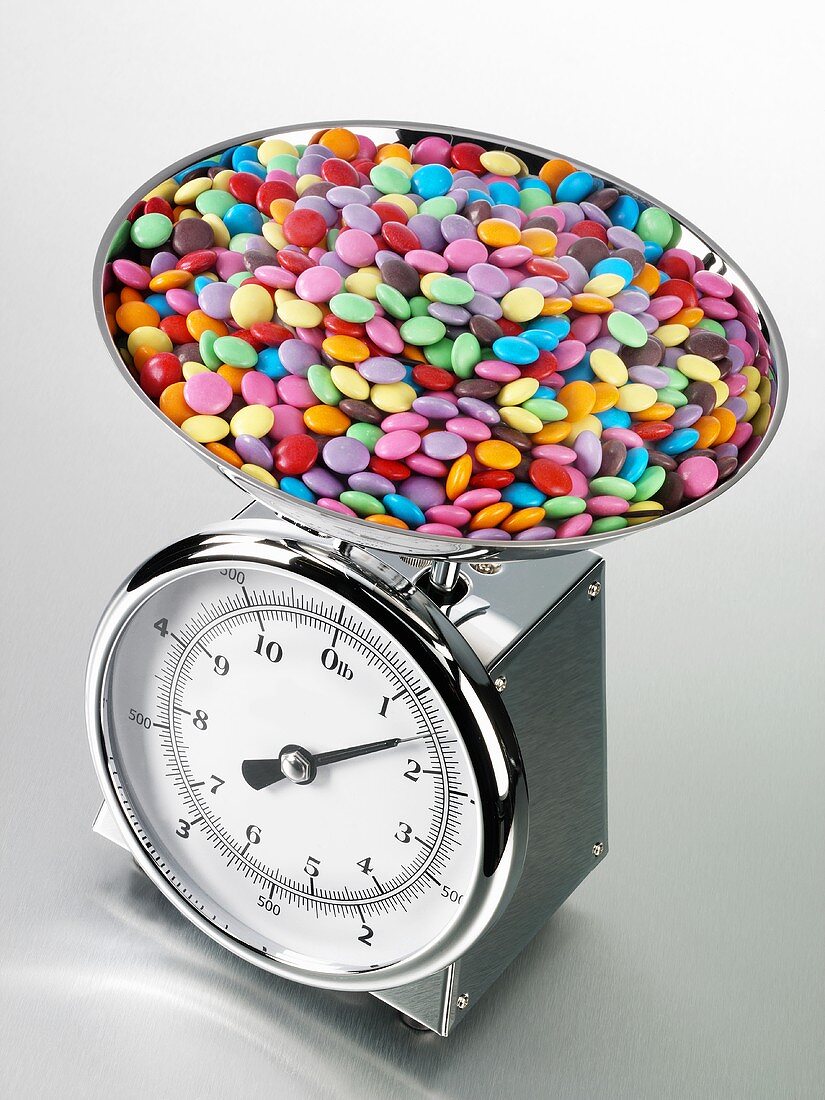 Smarties on kitchen scales