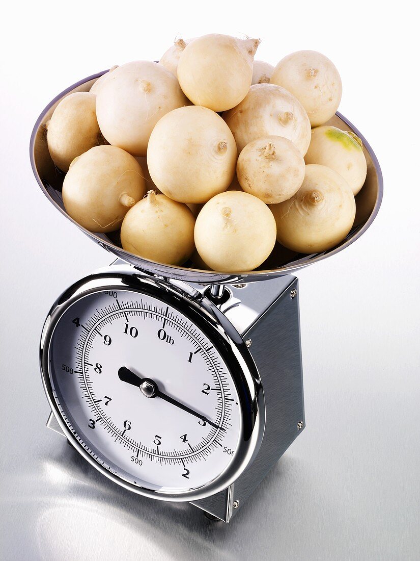 Turnips on kitchen scales