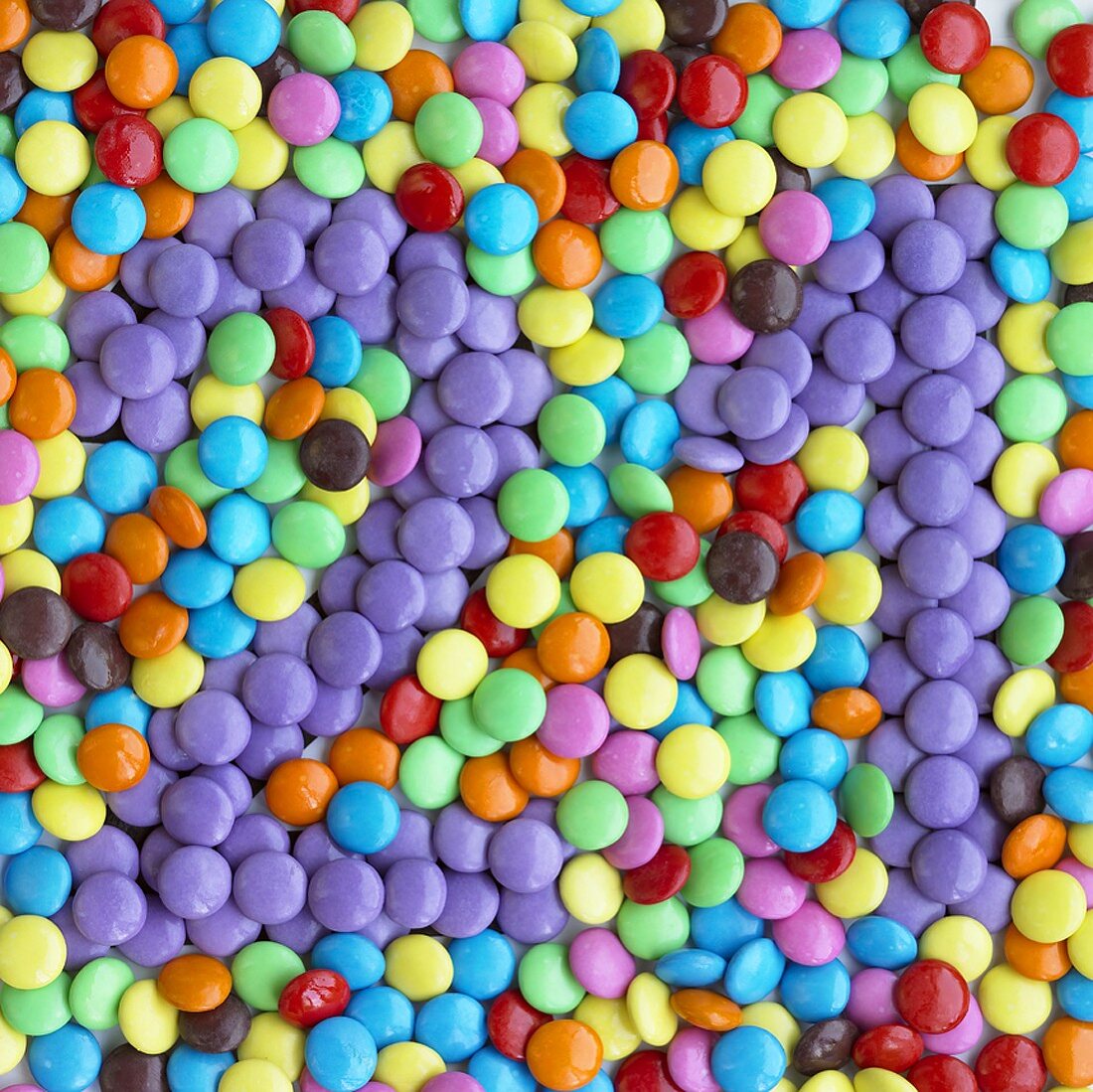 Coloured Smarties showing the number '21'