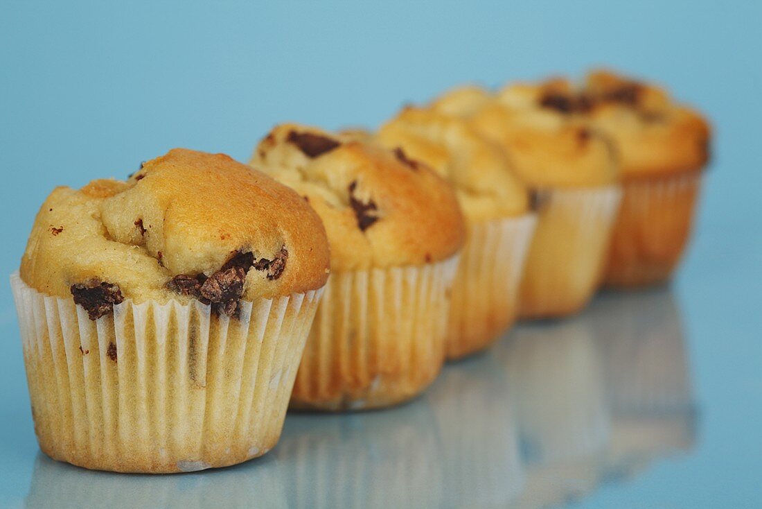 Five chocolate chip muffins