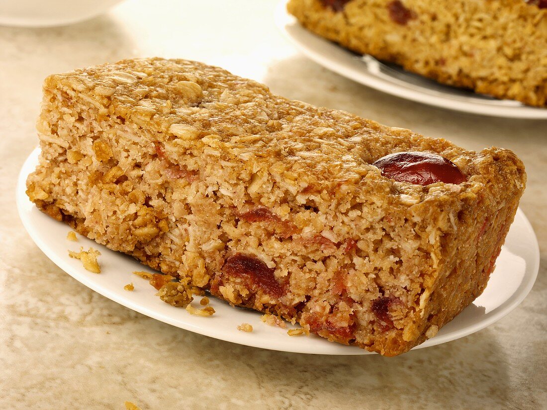 Cherry & coconut flapjack (Rolled oat tray bake, UK)