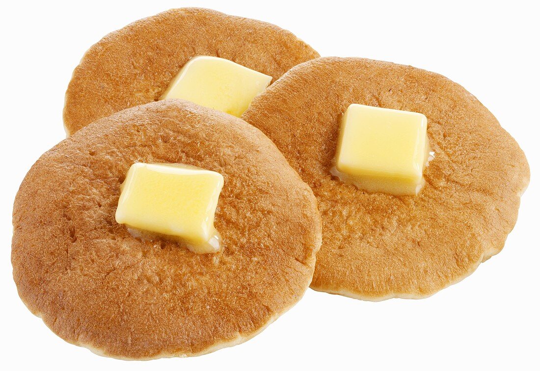 Drei schottische Pancakes mit Butter