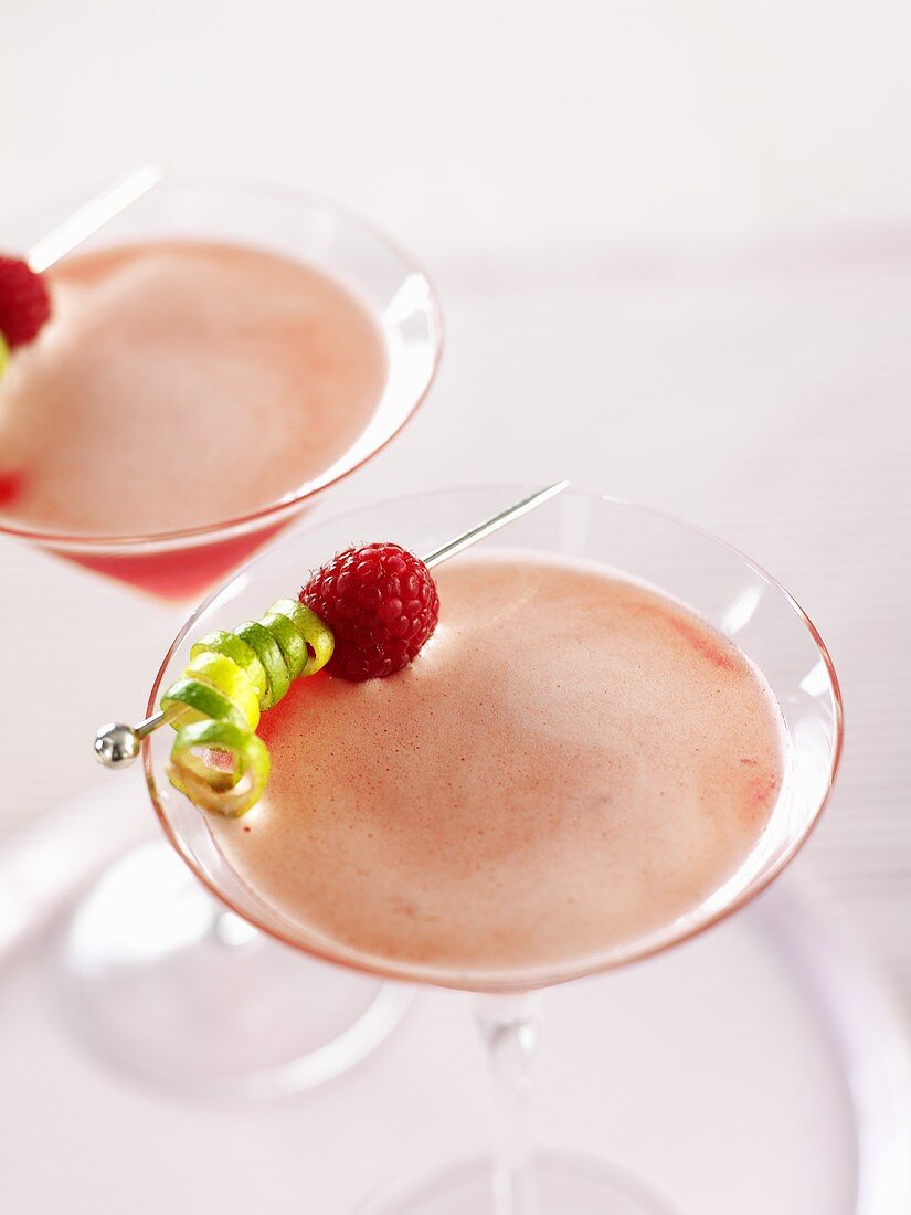 Two glasses of raspberry cocktail