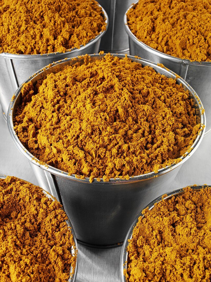 Curry powder in buckets