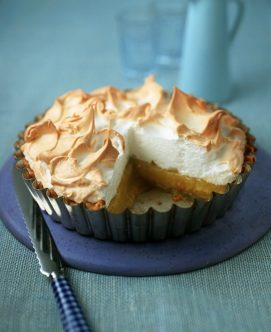 Lemon Meringue Pie with Slice Removed