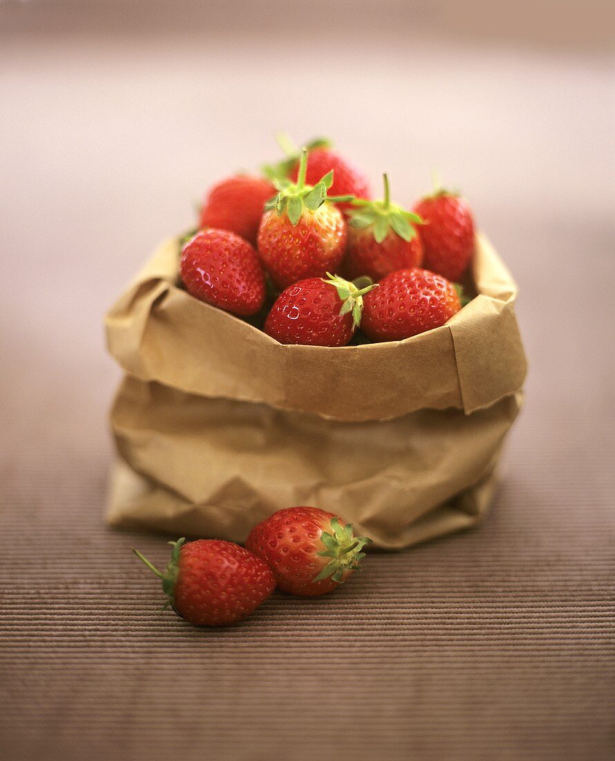 Strawberries in a paper bag