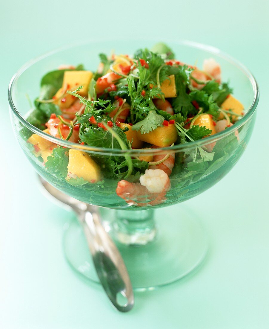 Mango-Koriandersalat mit Garnelen