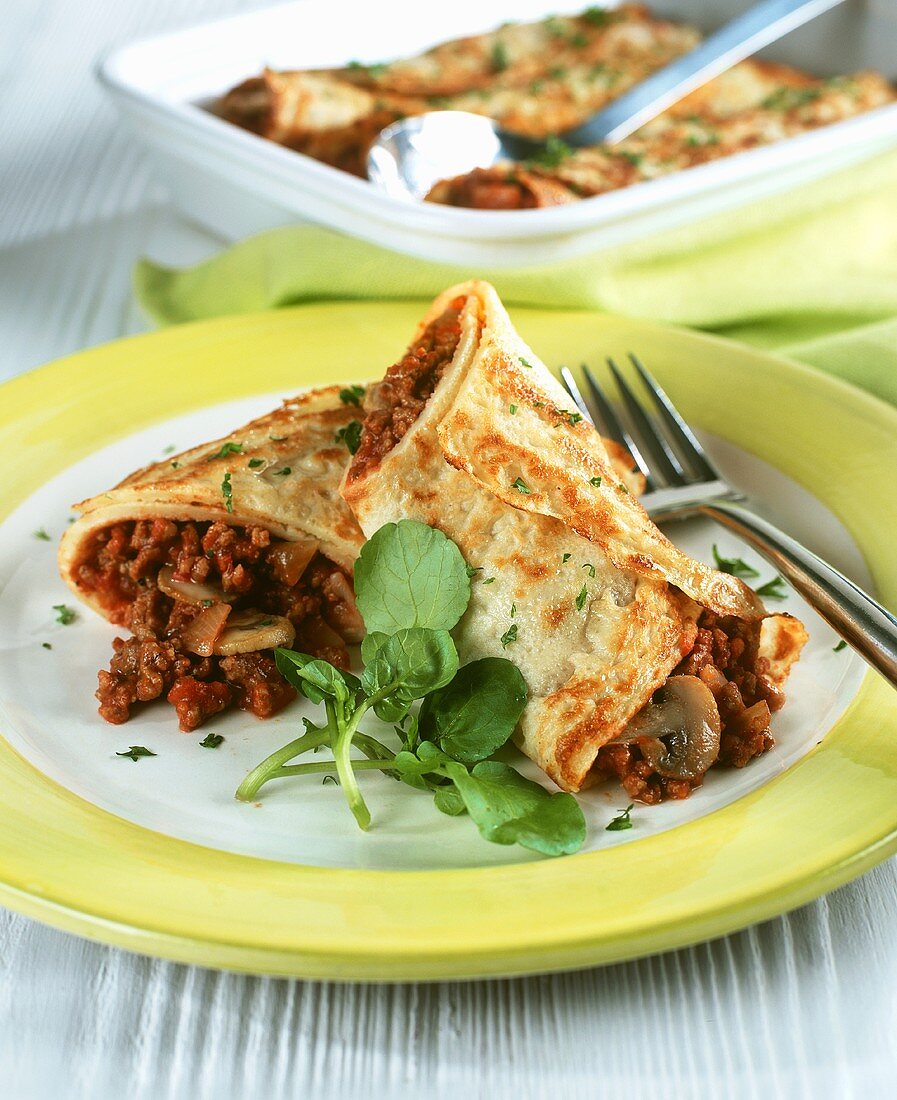 Pancakes filled with minced meat