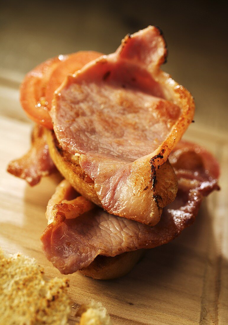 Fried rashers of bacon