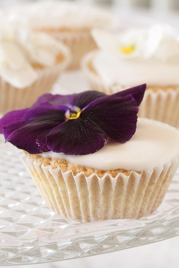 Cupcake with pansy