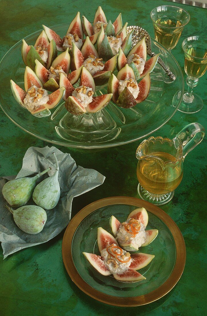 Figs stuffed with walnut and chilli yogurt