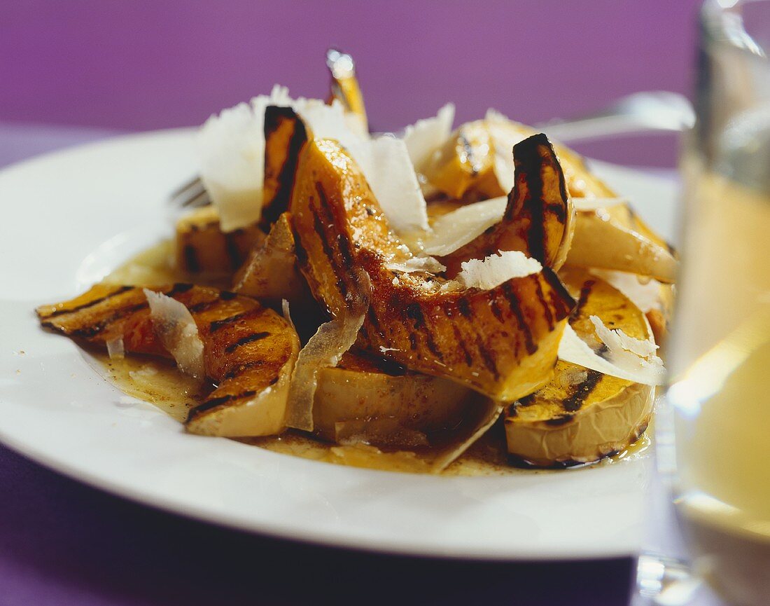 Grilled butternet squash with Parmesan