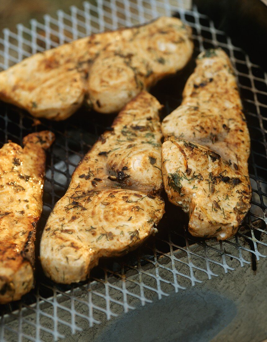 Grilled swordfish with fennel seeds