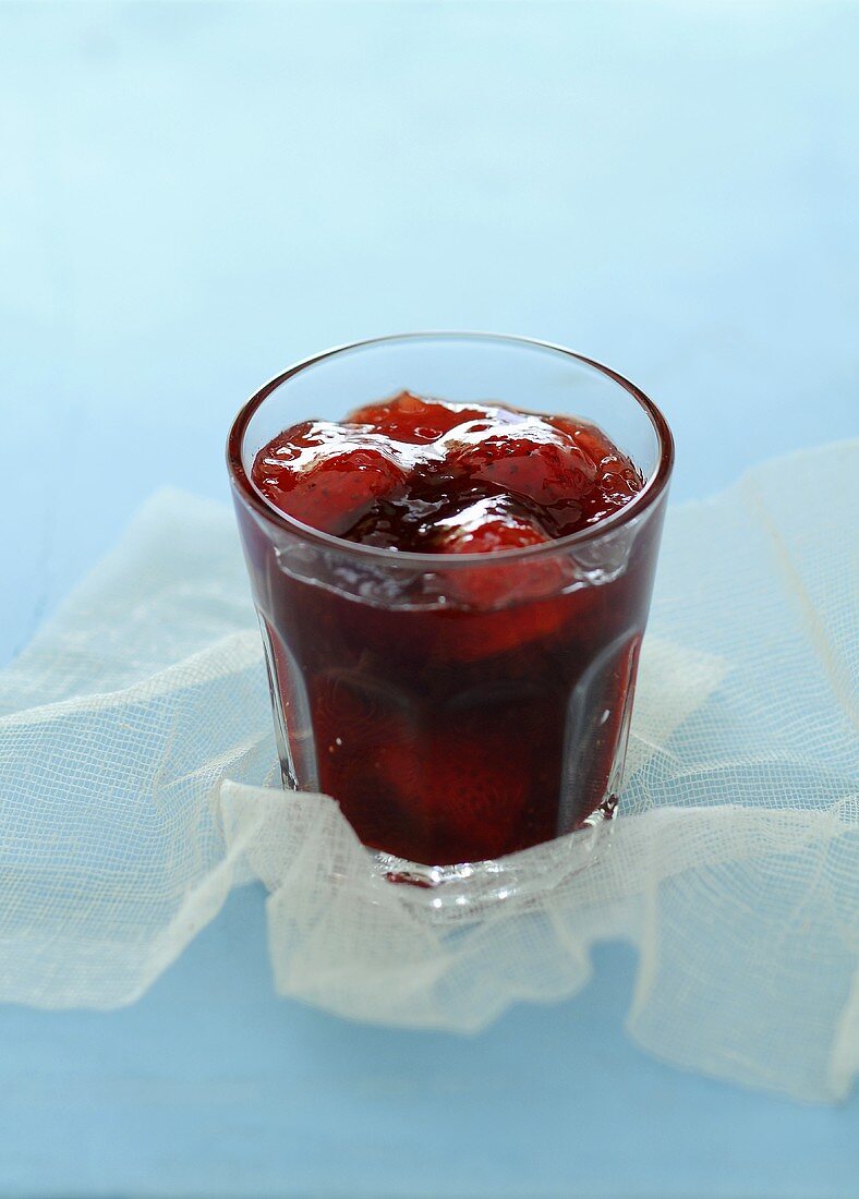 Strawberry jam in a jar