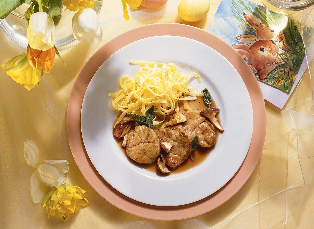 Veal Sweetbreads with Sage-Mushroom Sauce & Pasta