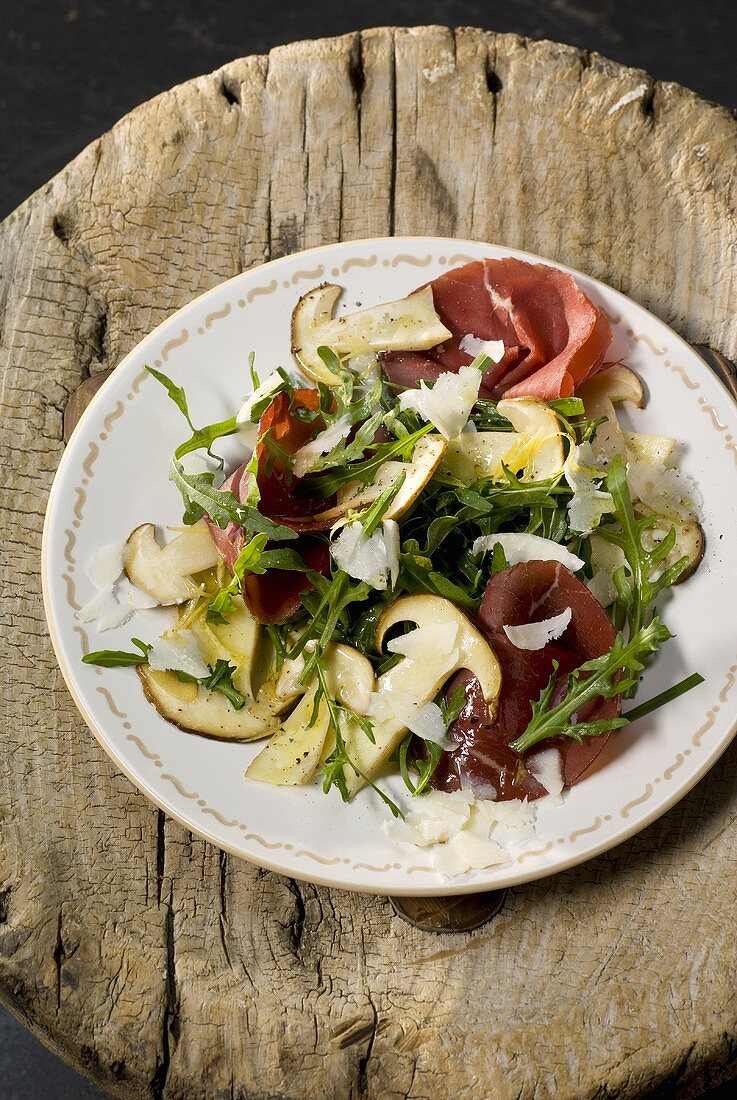 Bresaola ai funghi (Bresaola with ceps and rocket)