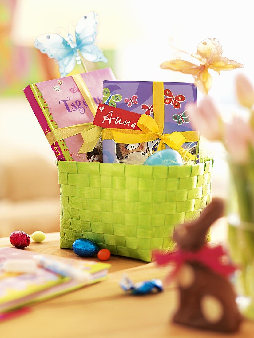 Easter nest with sweets and name tag