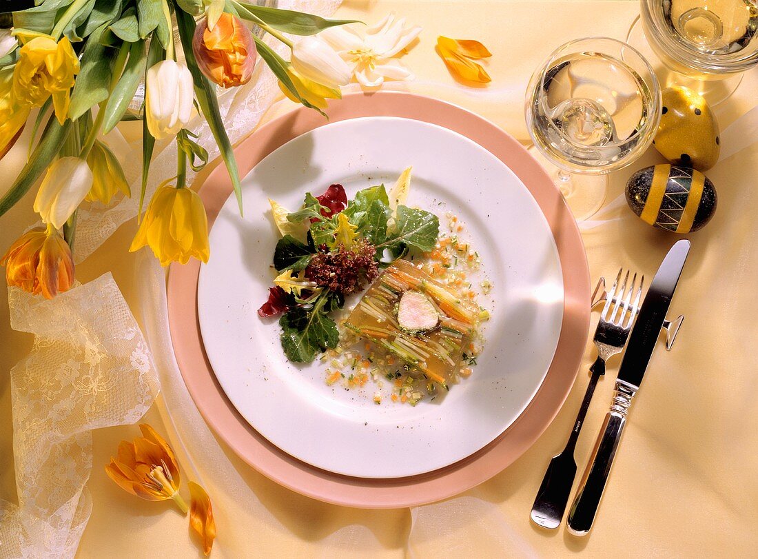 Jellied Rabbit with Lettuce Bouquet for Easter