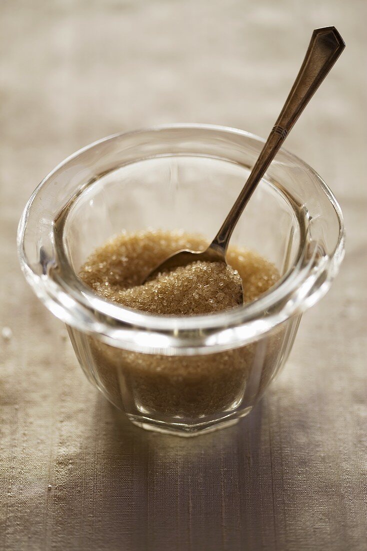 Brown sugar in a small glass bowl