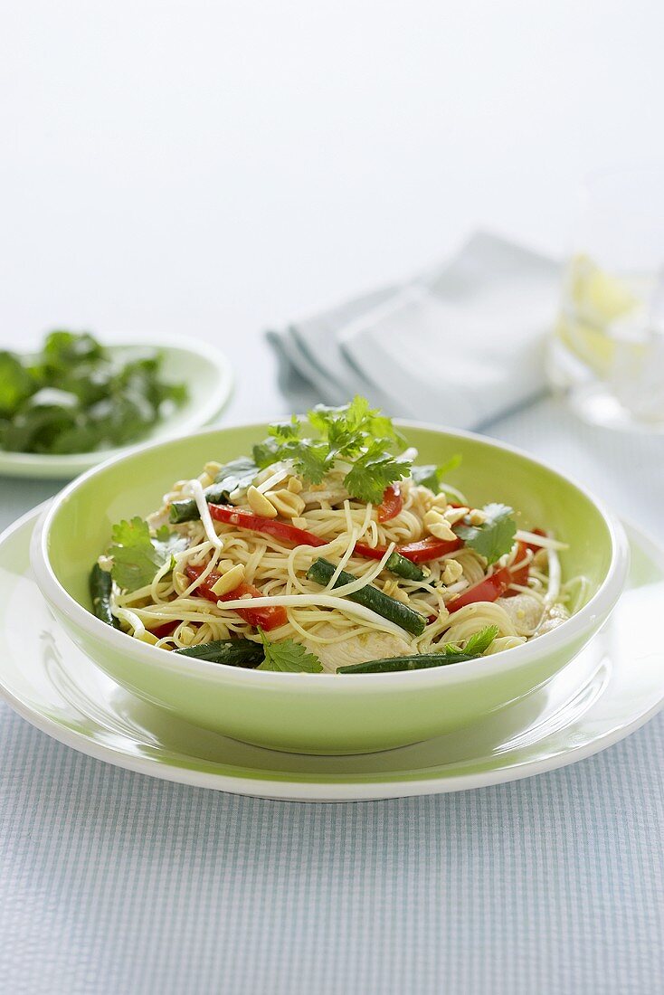 Asian rice noodles with vegetables
