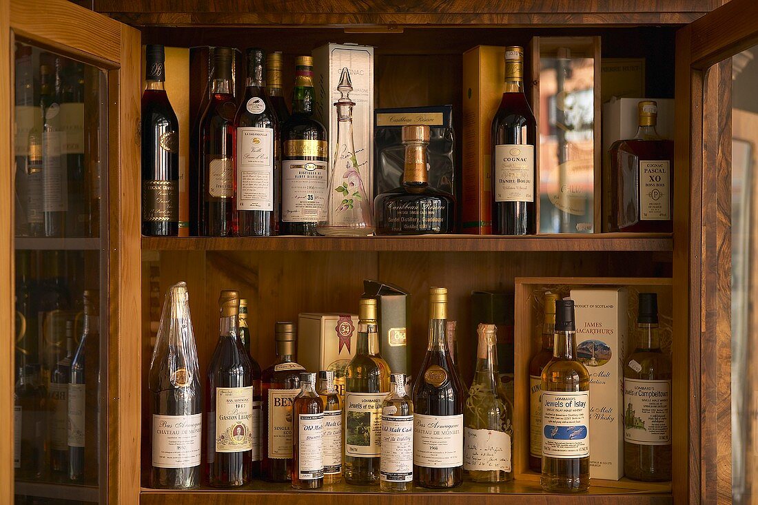 Old wines in cabinet