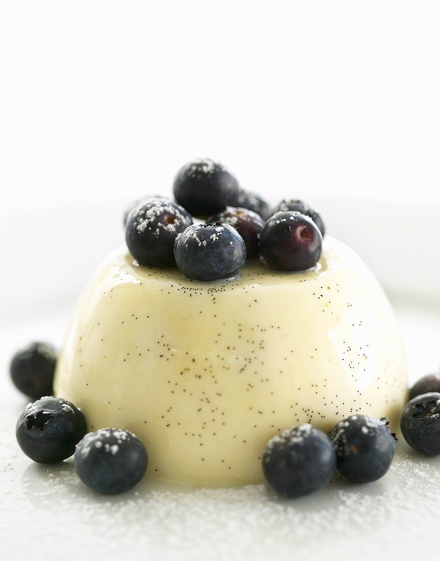 Panna cotta with blueberries