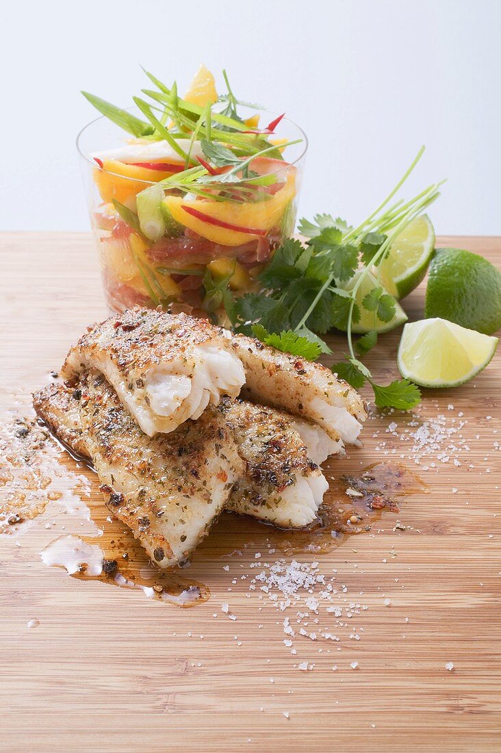 Cajun-Fischfilet mit Mango-Tomaten-Salat