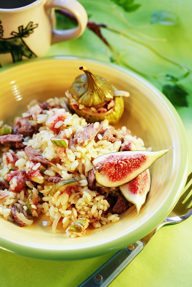 Risotto with duck and figs