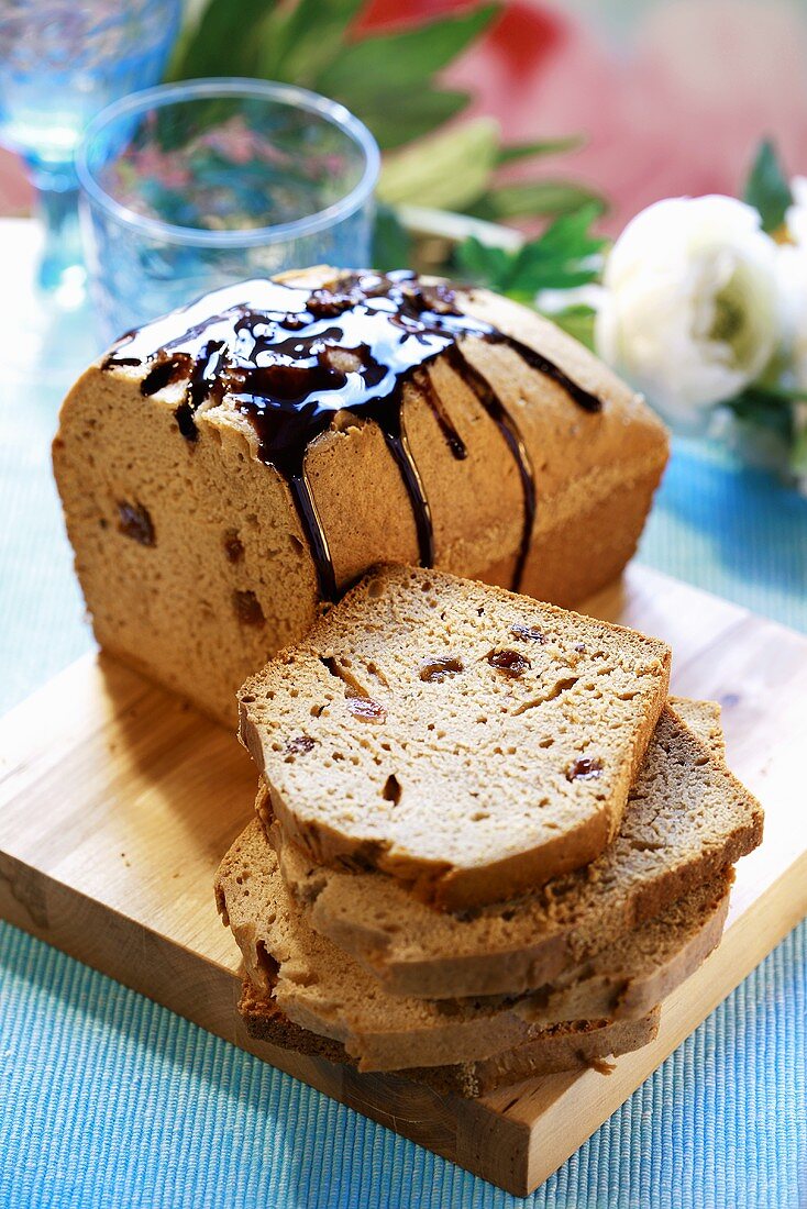 Honey cake, partly sliced