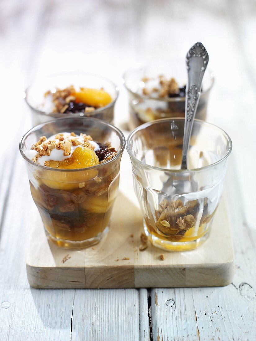 Dried fruit compote in glasses