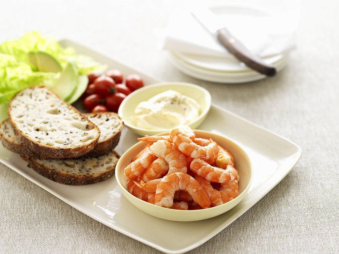 Zutaten für Shrimps-Sandwiches mit Mayonnaise