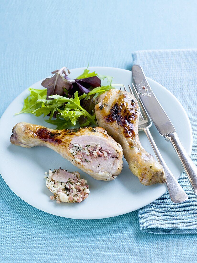 Chicken legs with macadamia nut stuffing
