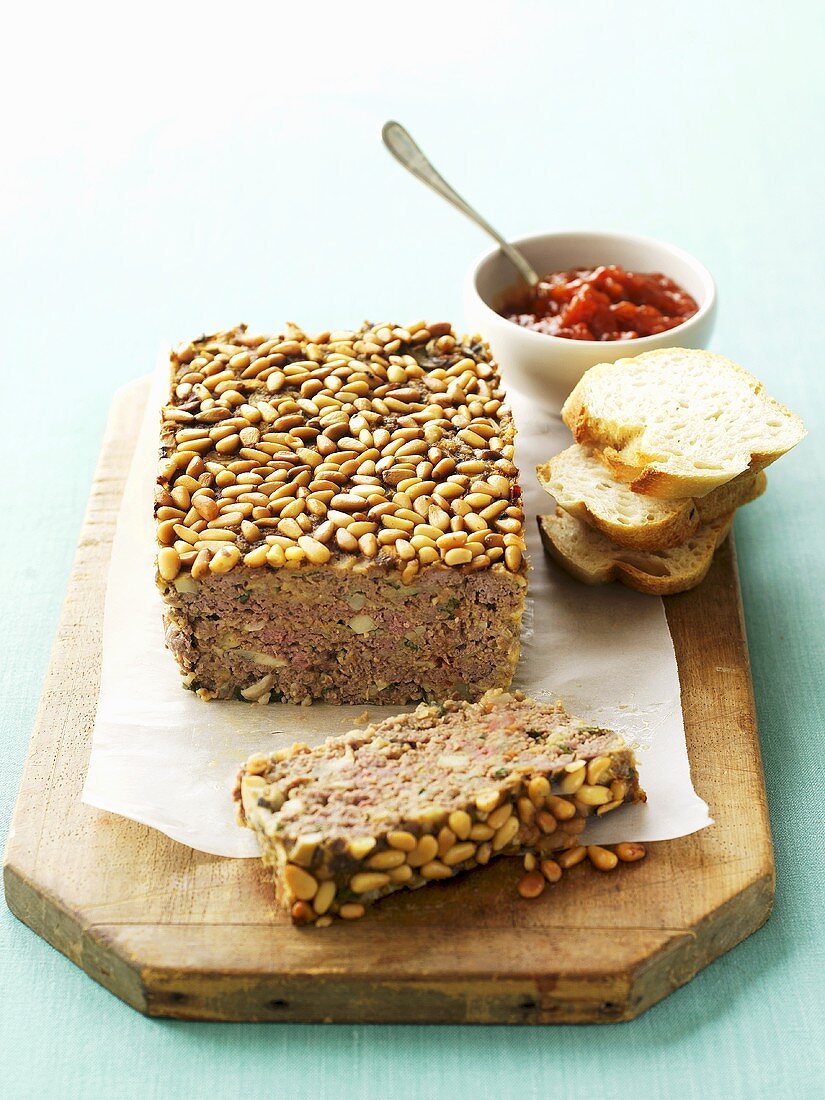 Mushroom meatloaf with pine nuts