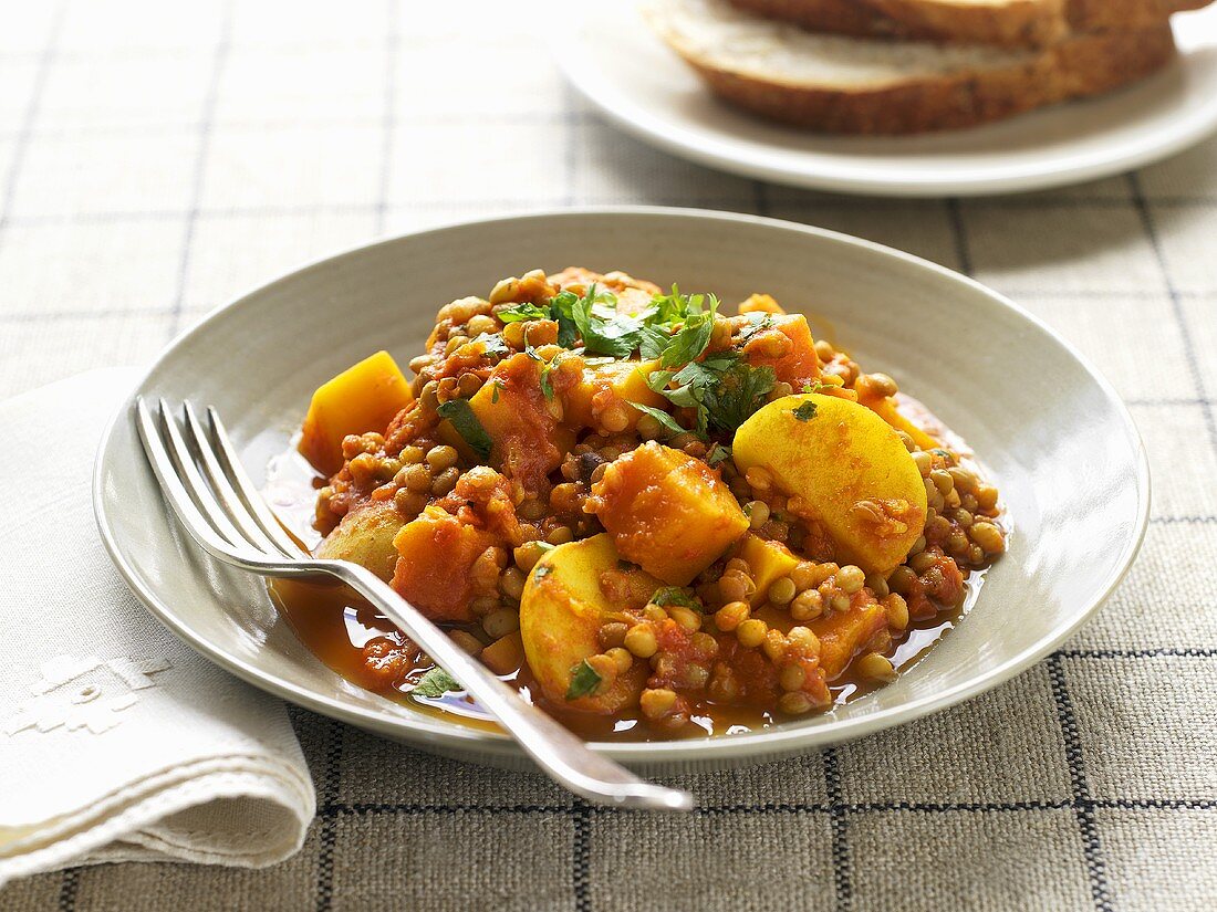 Lentil and potato curry