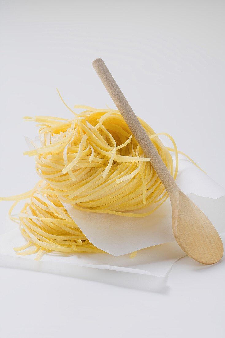 Tagliatelle with wooden spoon