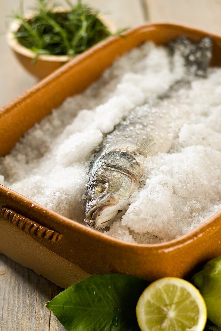 Sea bass in salt