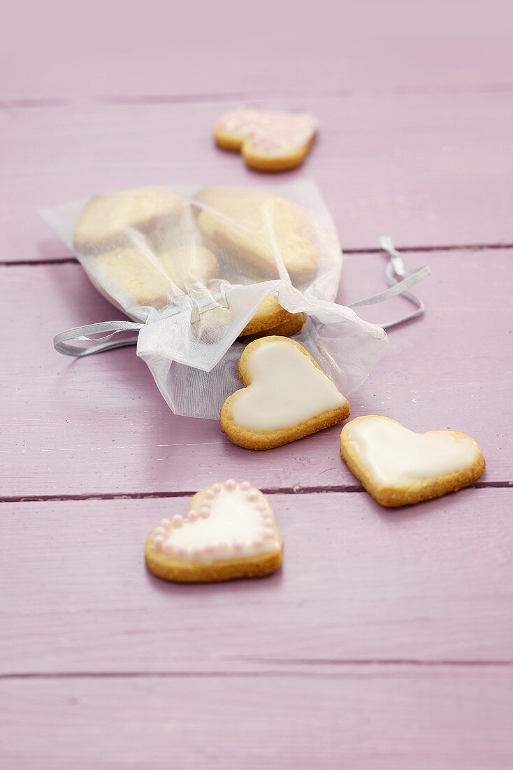 Heart-shaped almond biscuits