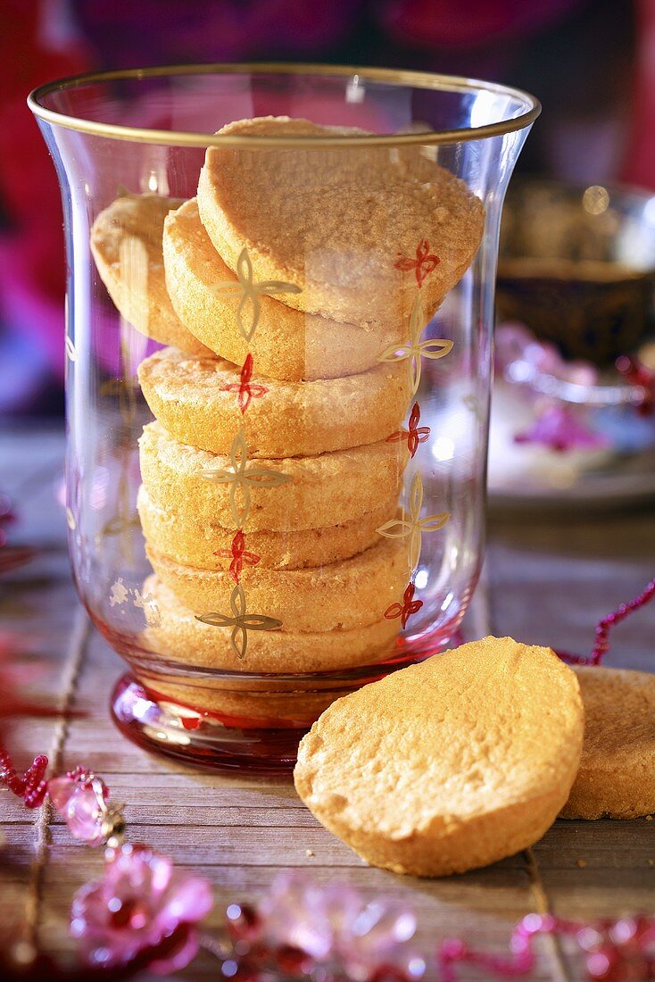 Several sponge biscuits in a glass