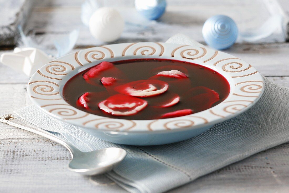 A plate of borscht with uszka (Poland)