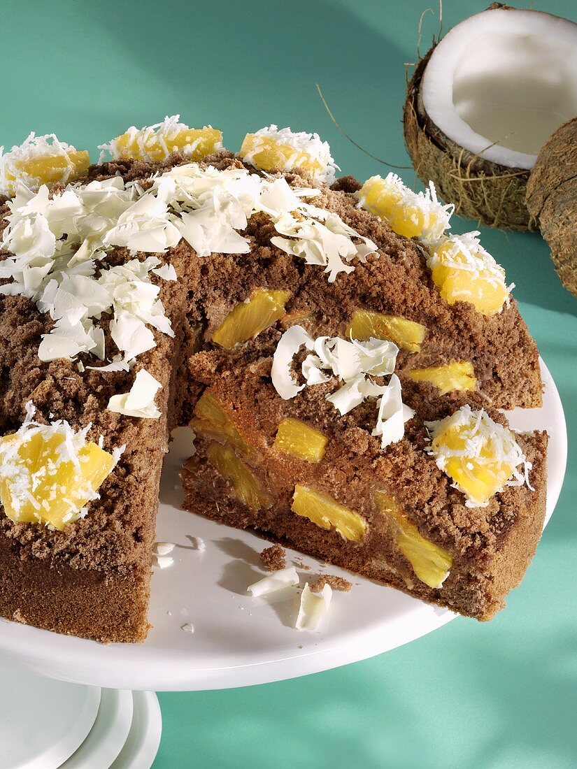 Pineapple dome cake with coconut